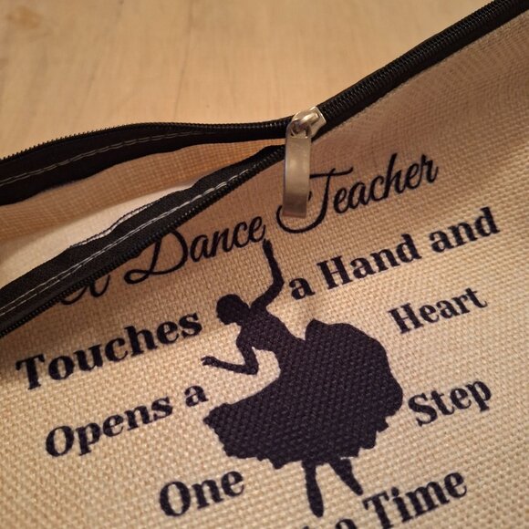 Dance Teacher Gift Canvas Zipper Pouch Touches Hand Opens Heart Makeup Snacks - Picture 4 of 5